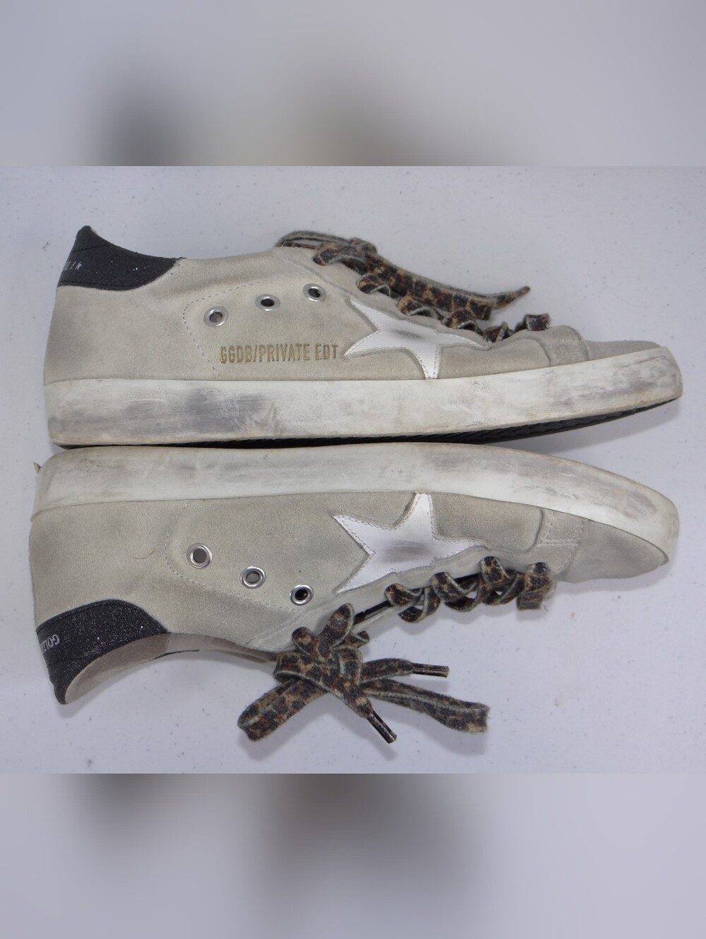 Golden Goose Suede Low-Top Sneakers with Silver Star and Black‎ Heel